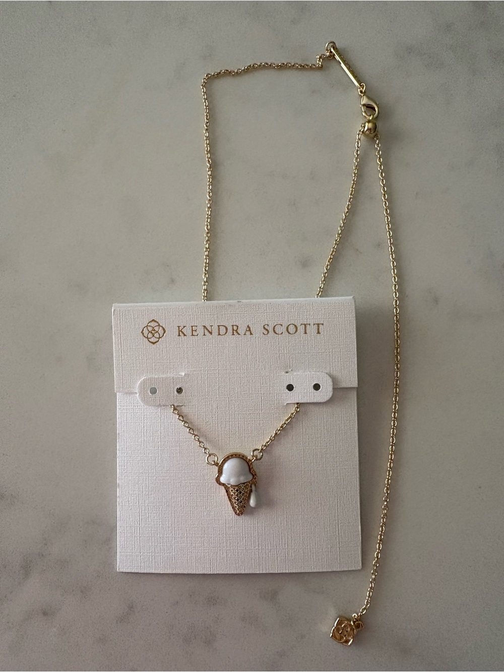 Kendra Scott Gold Necklace with White Ice Cream Cone Pendant - Picture 2 of 6